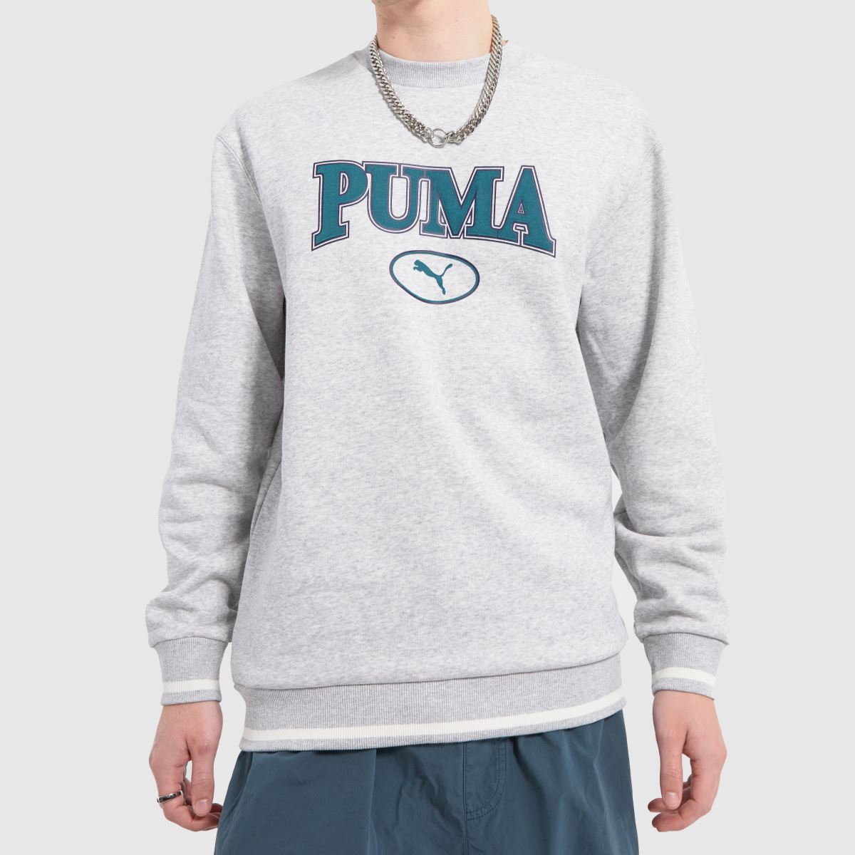 PUMA – Ljusgrå sweatshirt med dragkedja