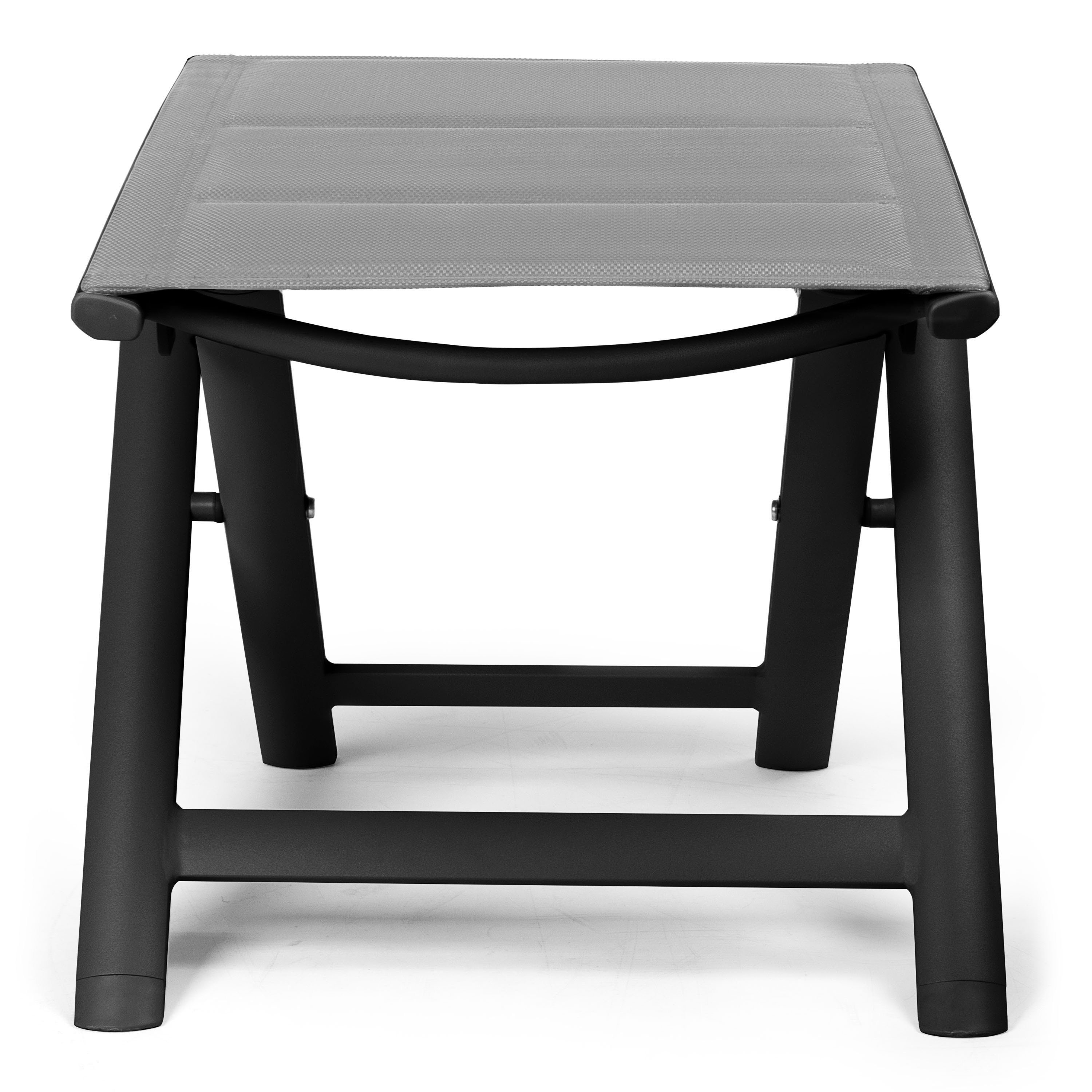 VANAGE Fußhocker VG-3384, gepolsterter Hocker in grau - klappbarer Fußhocker - Alu Klapphocker - Sitzhocker - Klappstuhl für Camping, Garten, Terrasse und Balkon geeignet