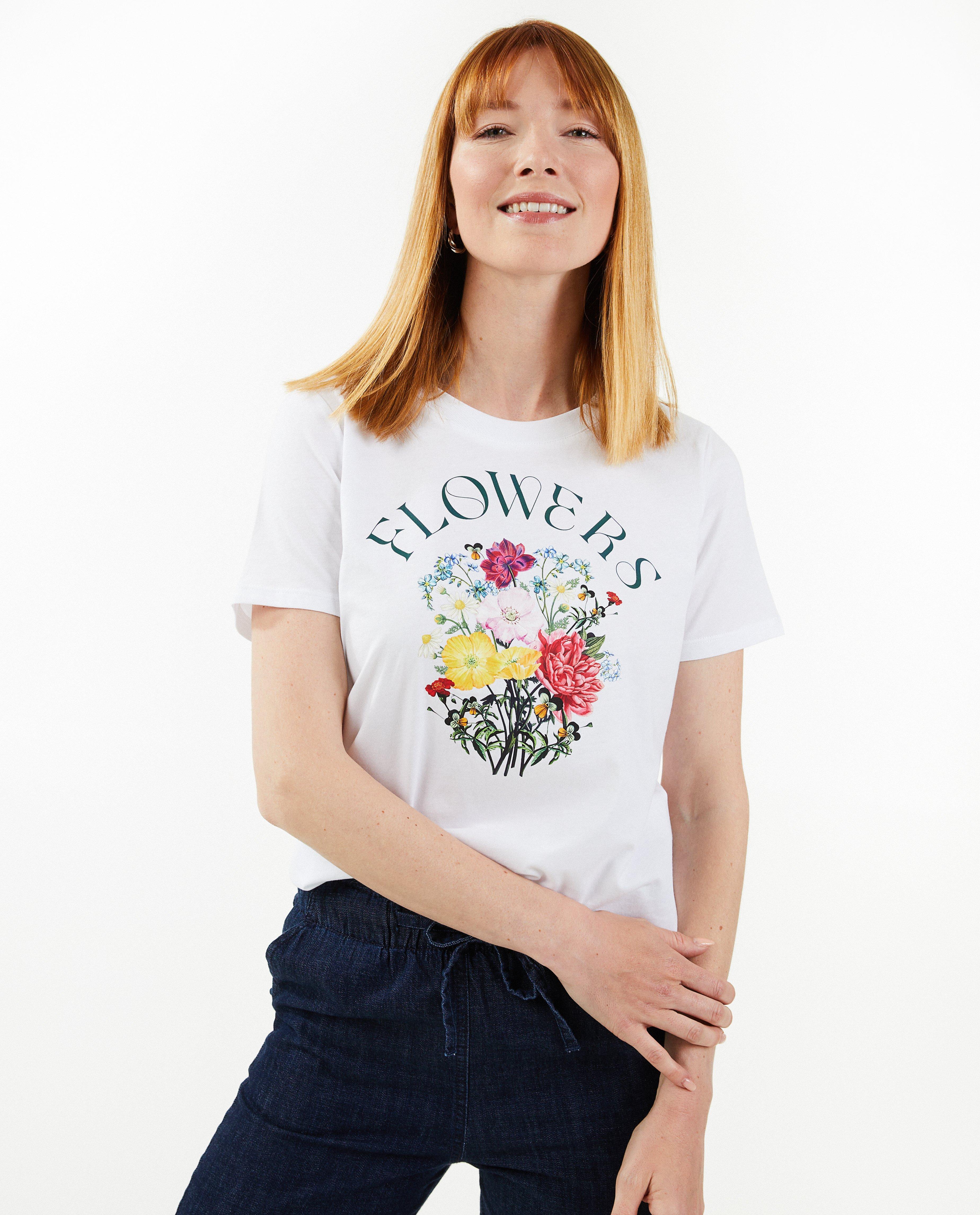 Tricou OVS alb cu imprimeu floral alb