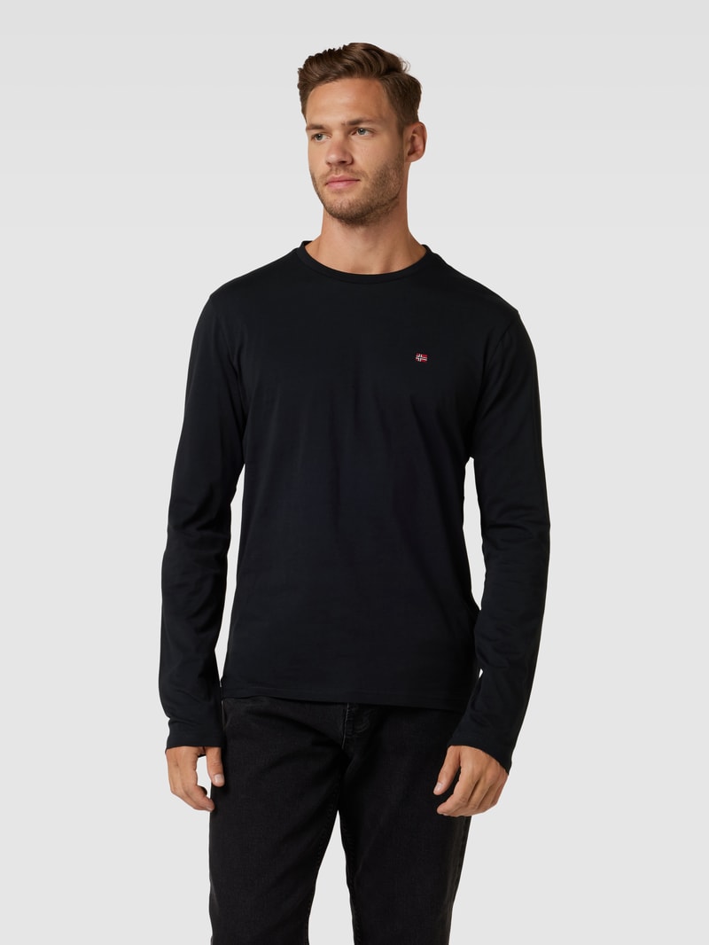 Longsleeve mit Logo-Stitching Modell 'Salis' in schwarz