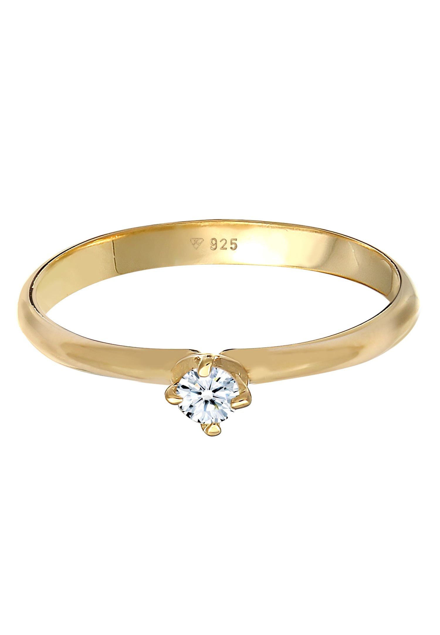 Klasyczny damski pierścionek z filigranowym soliterem Elli DIAMONDS z diamentem (0,11 ct.) w srebrze próby 925