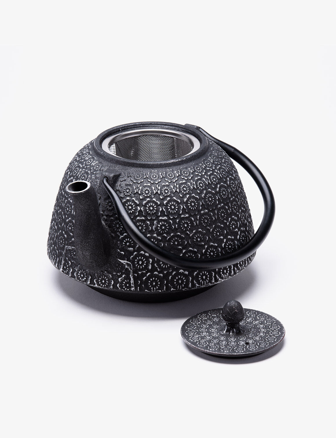 Théière Fonte de Chine  Huashu 1,3 L  noire/argent