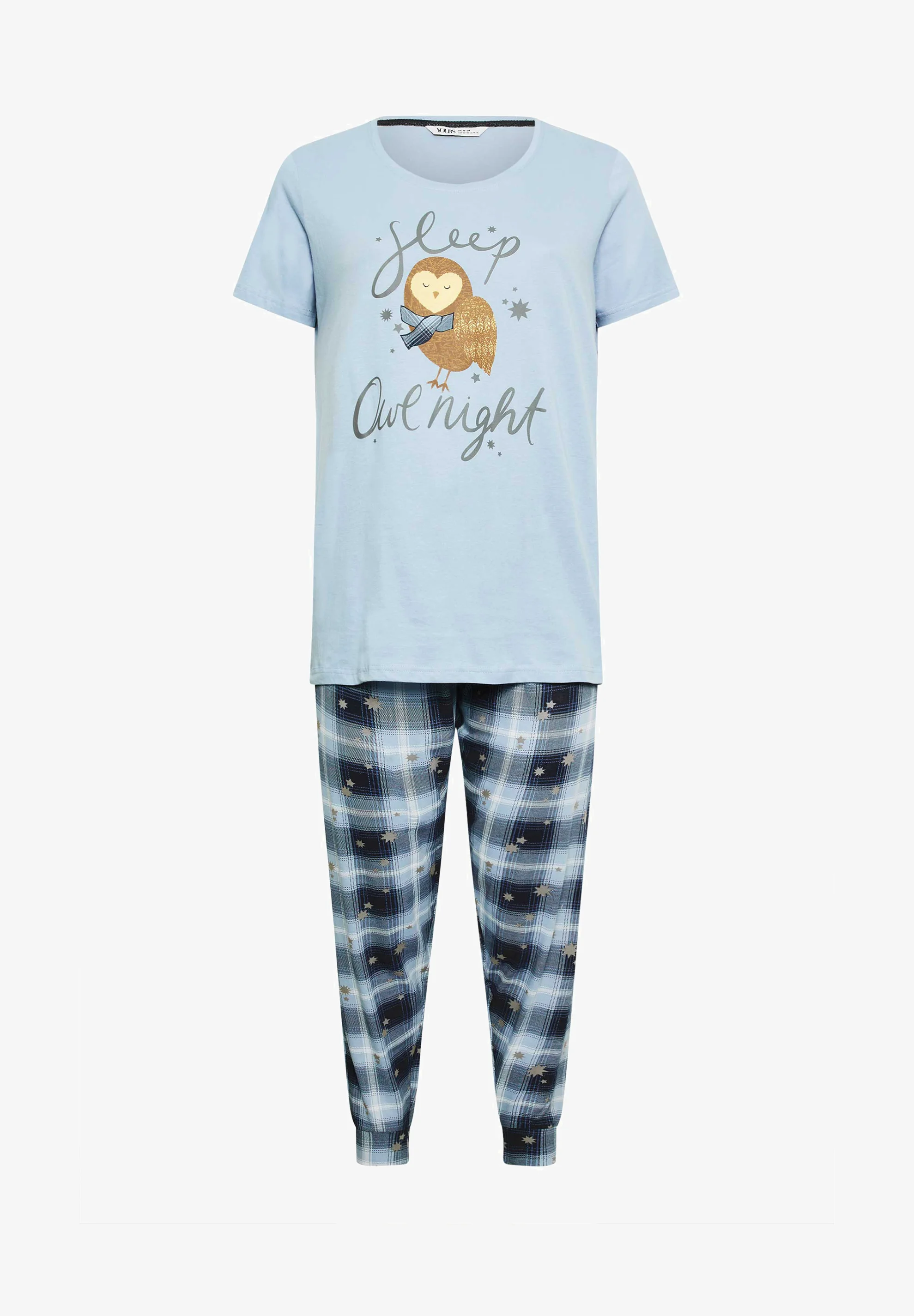 Conjunto de pijama de noche a cuadros con búho para dormir de Yours Clothing