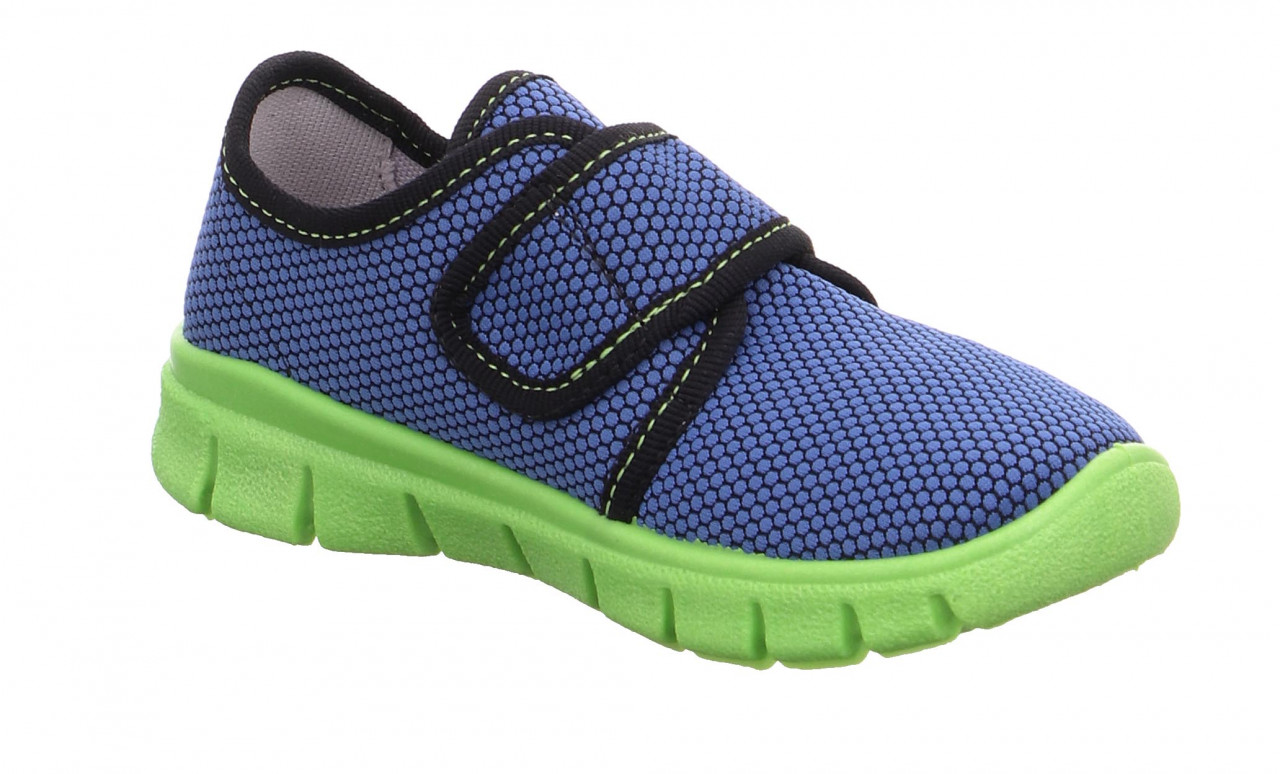 BOBBY - Blau/GrünHausschuh mit Klettverschluss