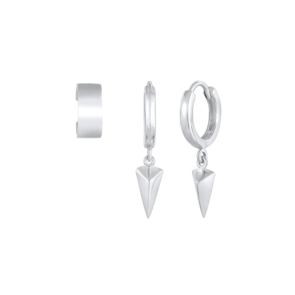 Elli Elli Boucles d'Oreilles Triangle créoles pour dames en 925/1000 argent massif Boucles d'oreilles