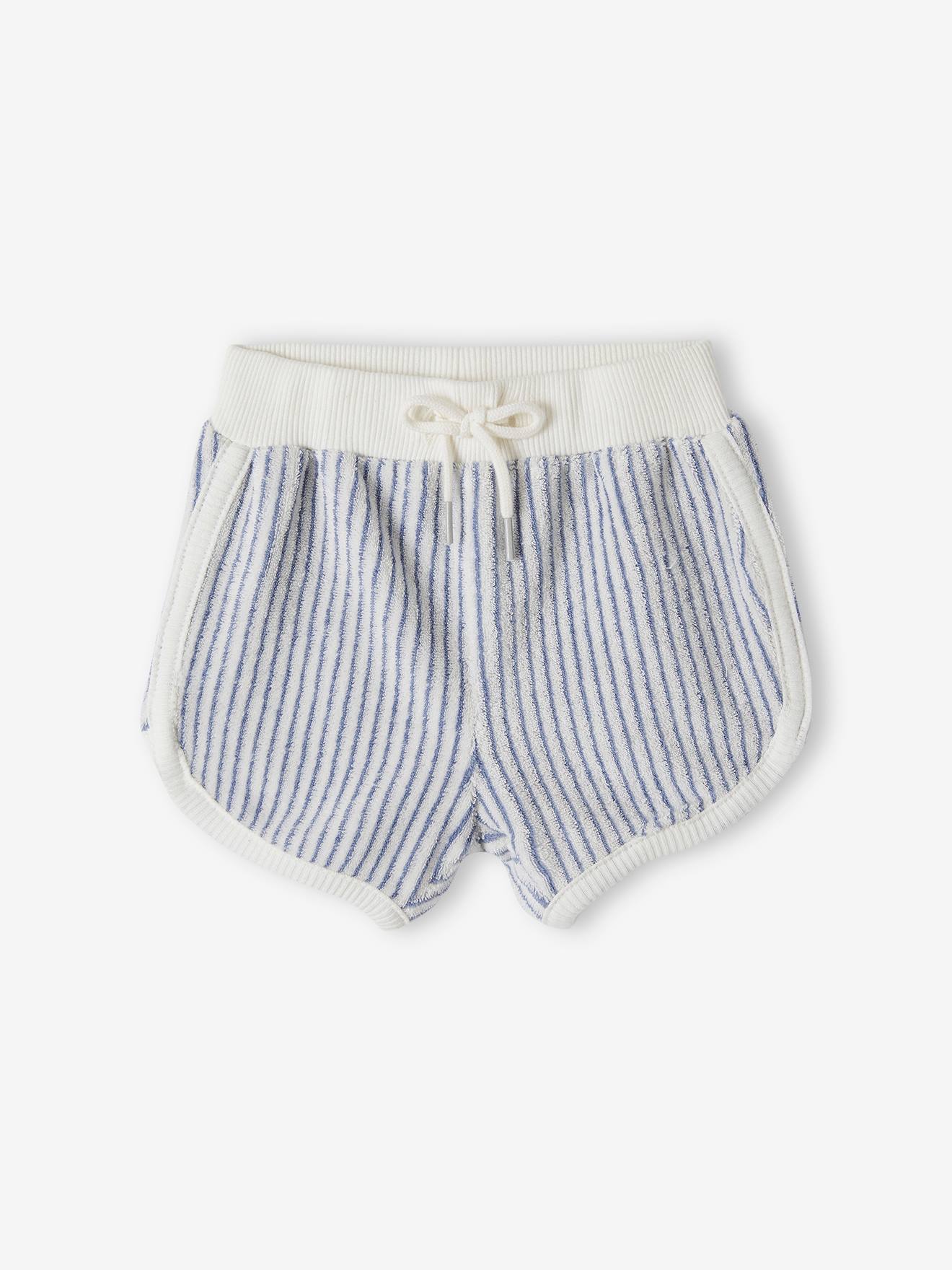 Vertbaudet 4er-Pack Baby Shorts aus Frottee Oeko-Tex - blau chambray