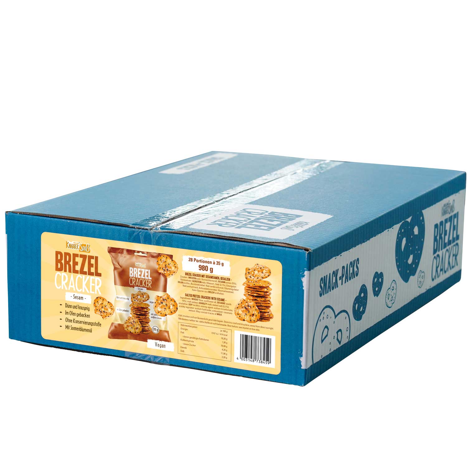 Hellma Knabberspaß Brezel Cracker Sesam 28x35g