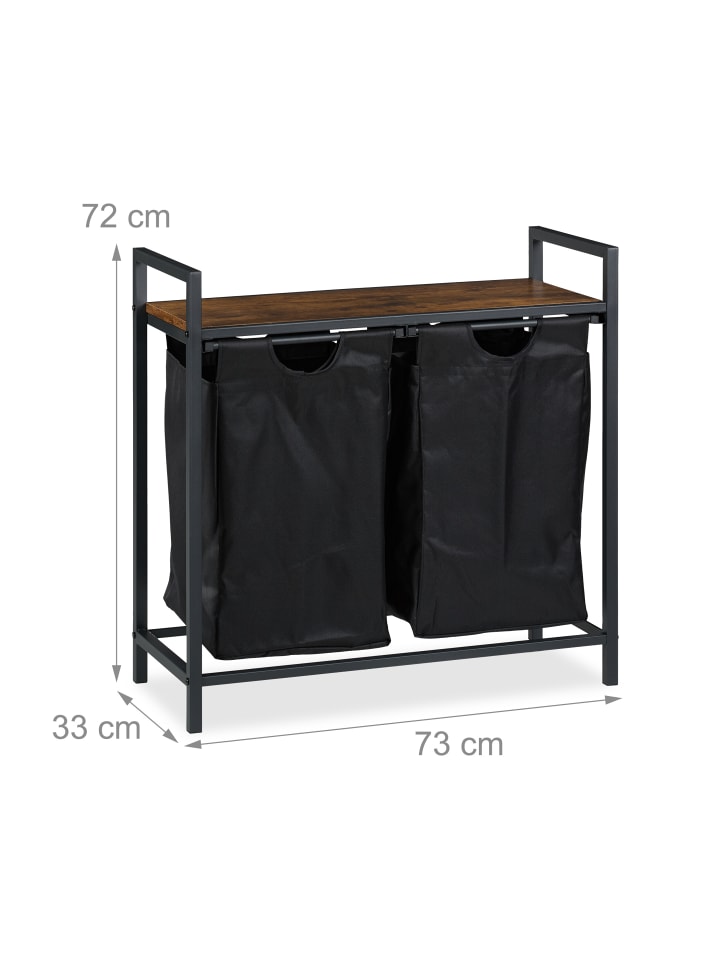 relaxdays Wäschekorbregal in Schwarz/ Braun - (B)73 x (H)72 x (T)33 cm günstig kaufen onesize