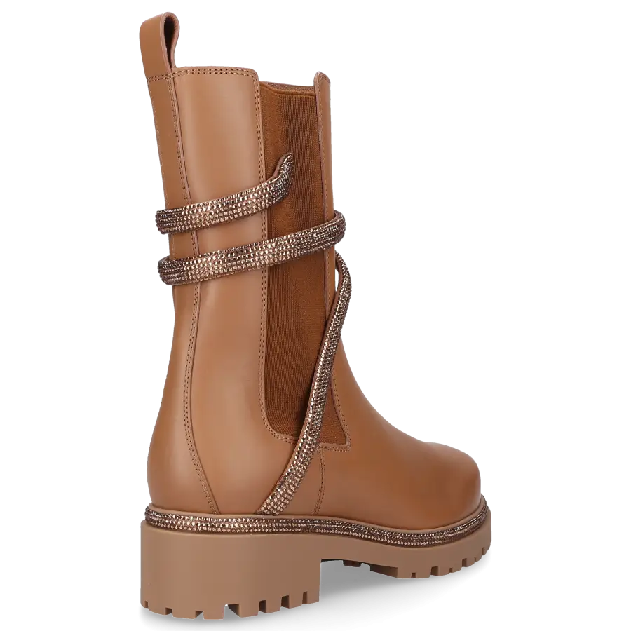 Rene Caovilla - Chelsea Boots CLEO CRYSTAL 25 Kalbsleder - braun