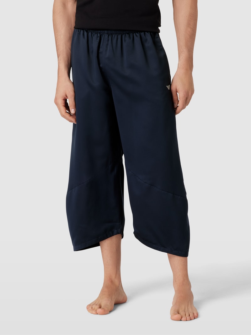 Pyjama-Hose mit Label-Detail Modell 'DELUXE' in dunkelblau