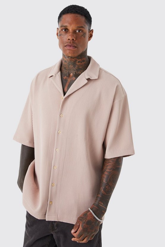 Kurzärmliges Oversize Hemd mit Falten