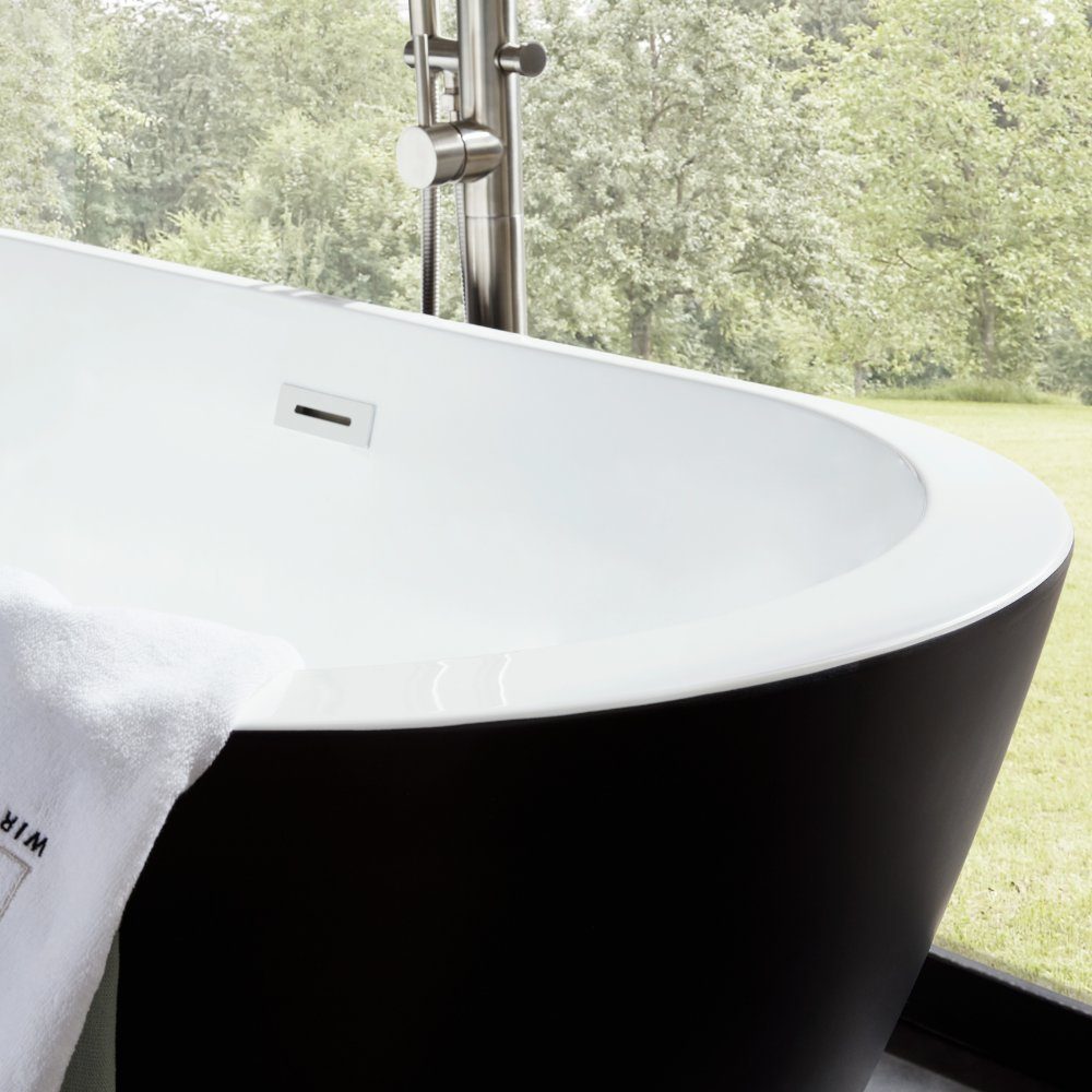 HOME DELUXE Badewanne Freistehende Badewanne CODO Black Editio…, inkl. komplettem Zubehör I Acrylwanne