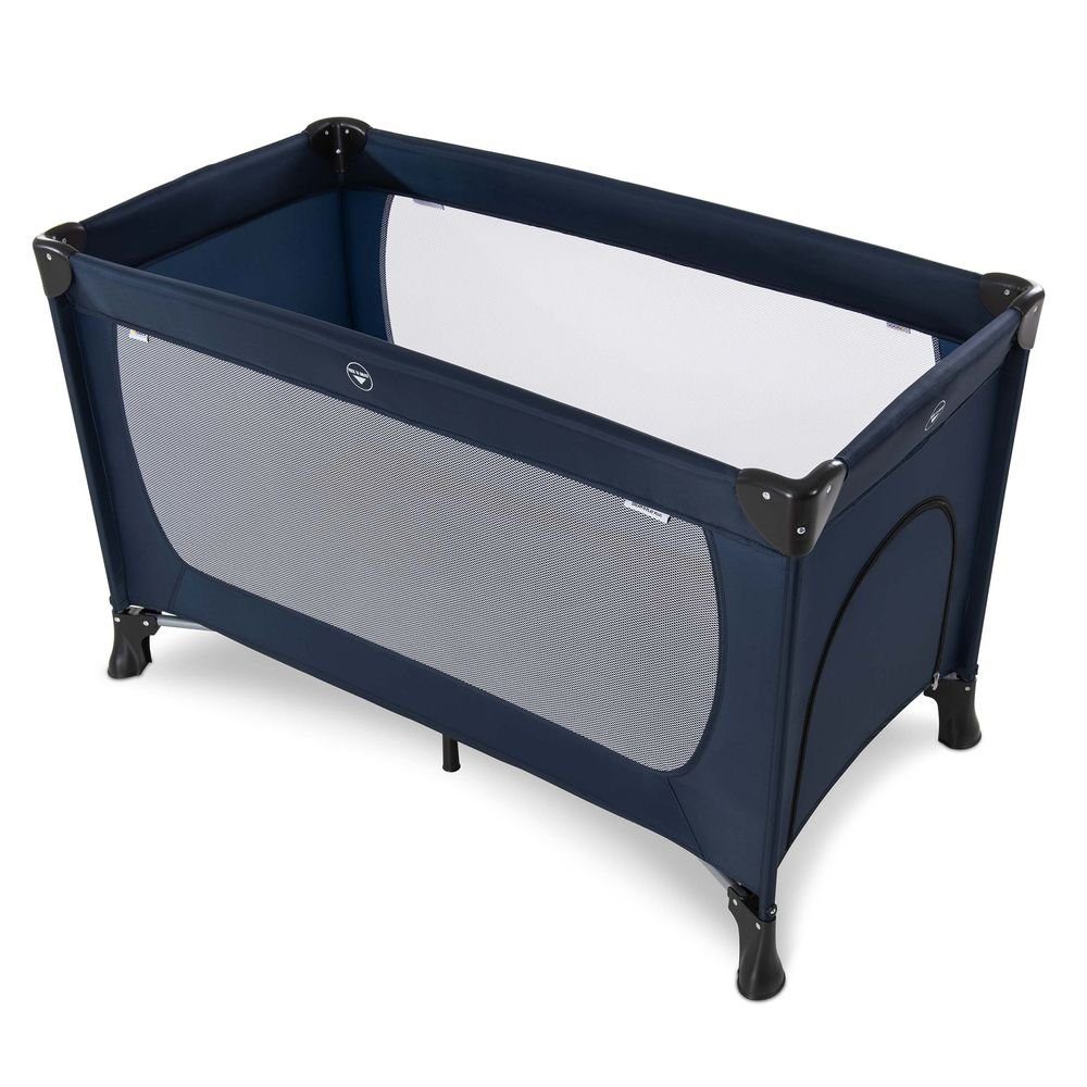 Hauck Baby-Reisebett Dream'n Play Plus - Navy, Baby Kinder Reisebett mit Matratze, 2 Spannbettlaken & Insektenschutz