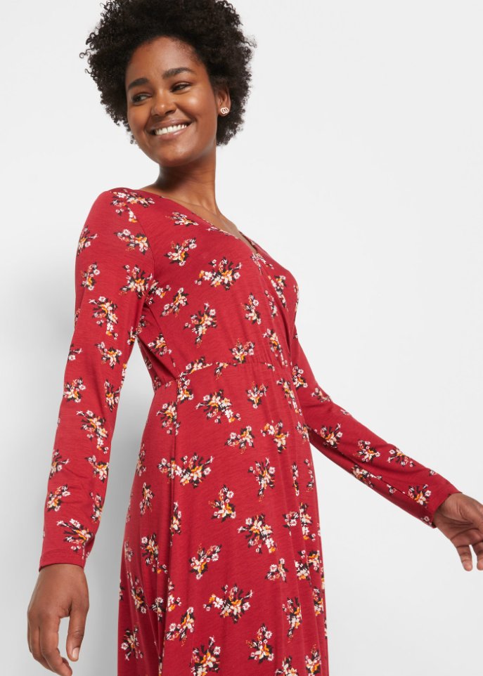 Bedrucktes Maxikleid, langarm