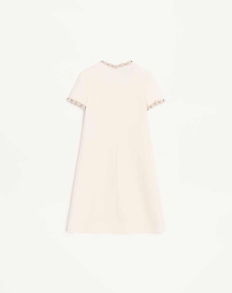 Vestido curto de crepe bordado de alta costura