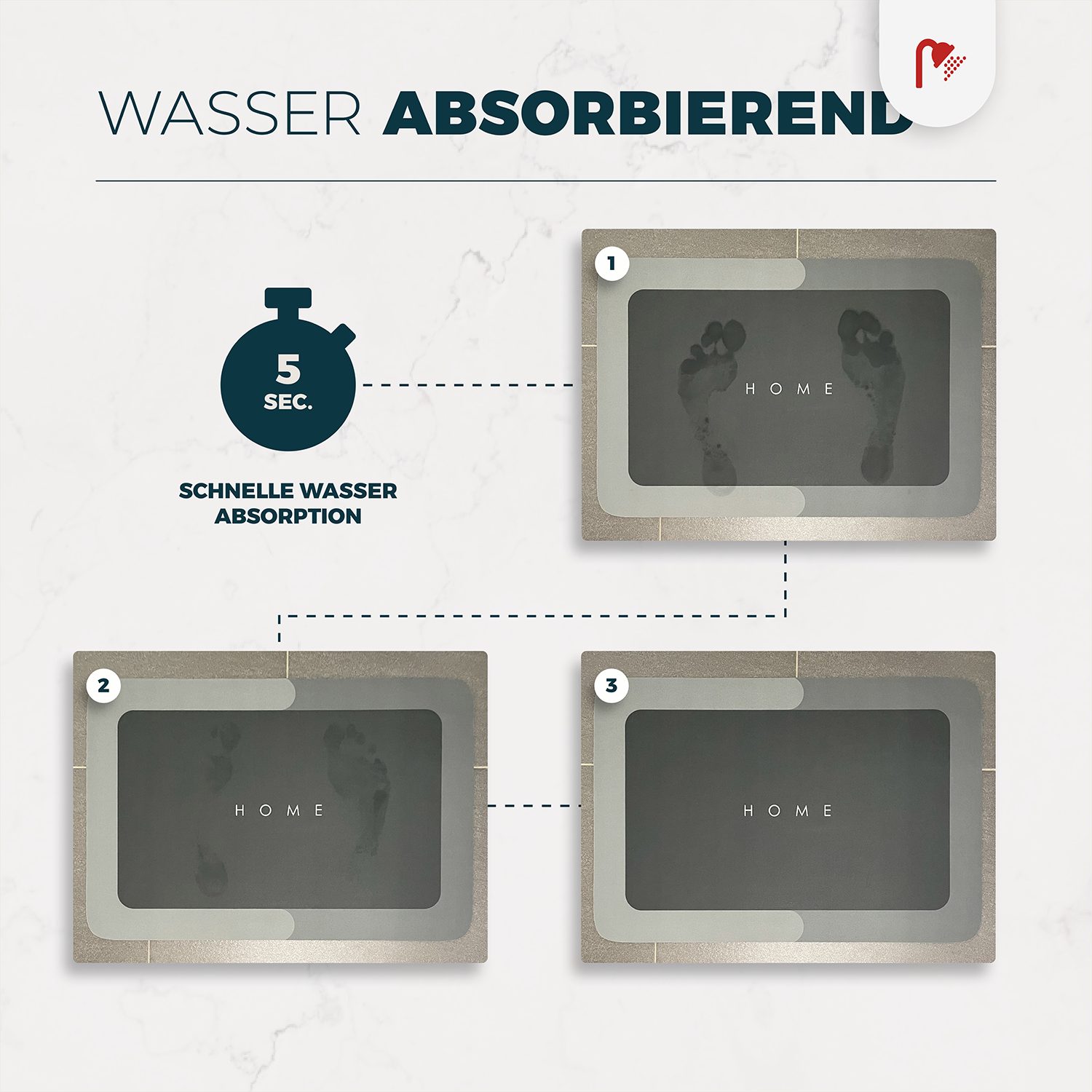 Badematte Rutschfeste Badematte Desb, Wasseraufsaugend, Einfache Reinigung, Modernes Design, Komfortabel und Schlicht, Rutschfest, Wasseraufsaugend, Einfache Reinigung, Modernes Design, Mikrofaser, Gummi, BxL: 60 x 40 cm