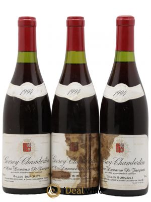 Gevrey-Chambertin 1er Cru Lavaux Saint Jacques Gilles Burguet 1994 - Lot de 3 Bouteilles