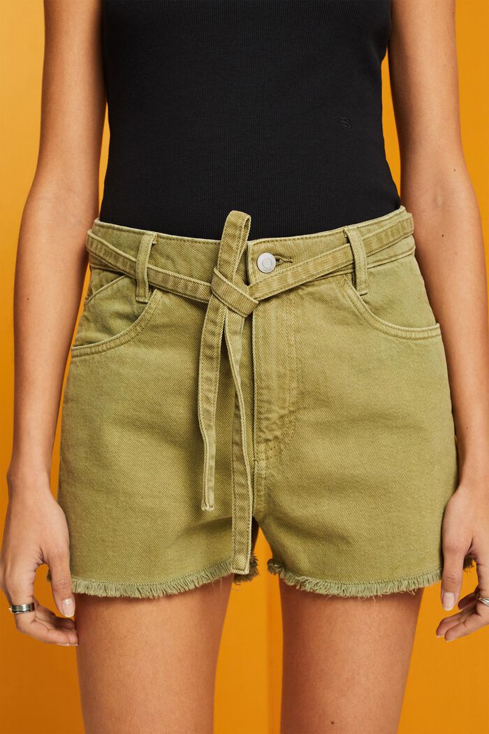 Denimshorts mit hohem Bund zum Binden