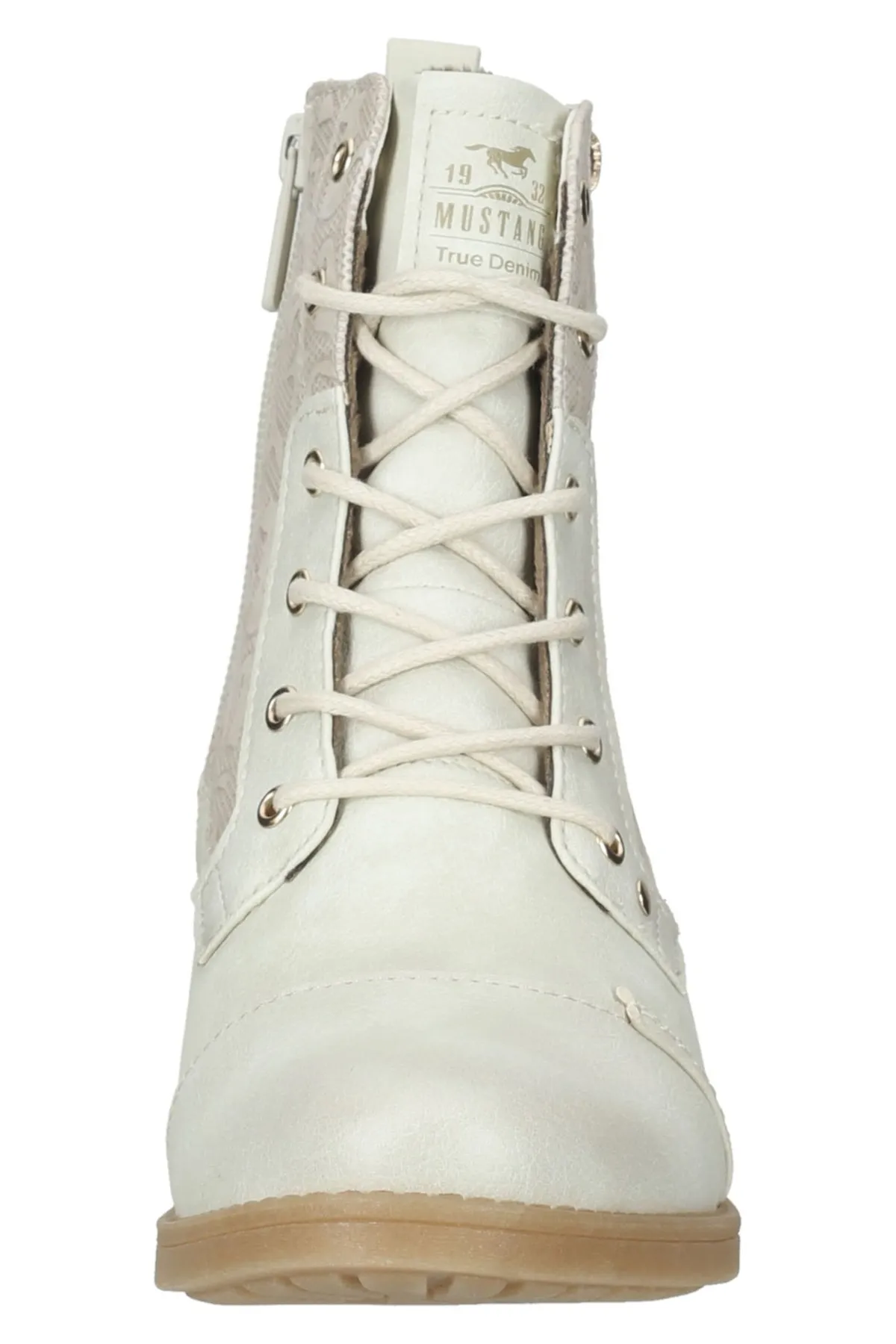 Mustang  Stiefelette - Ecru - Blockabsatz