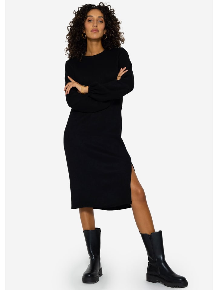 SASSYCLASSY Softes Jerseykleid in Midilänge in Schwarz günstig kaufen