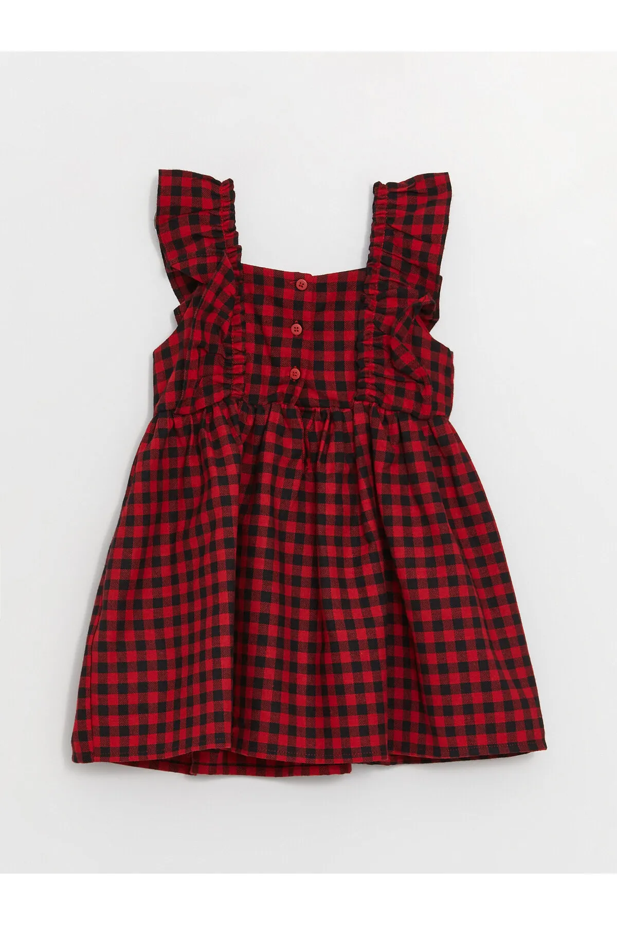 LC Waikiki  2-teiliges Set aus kariertem gemustertem Babykleid und T-Shirt mit Rundhalsausschnitt