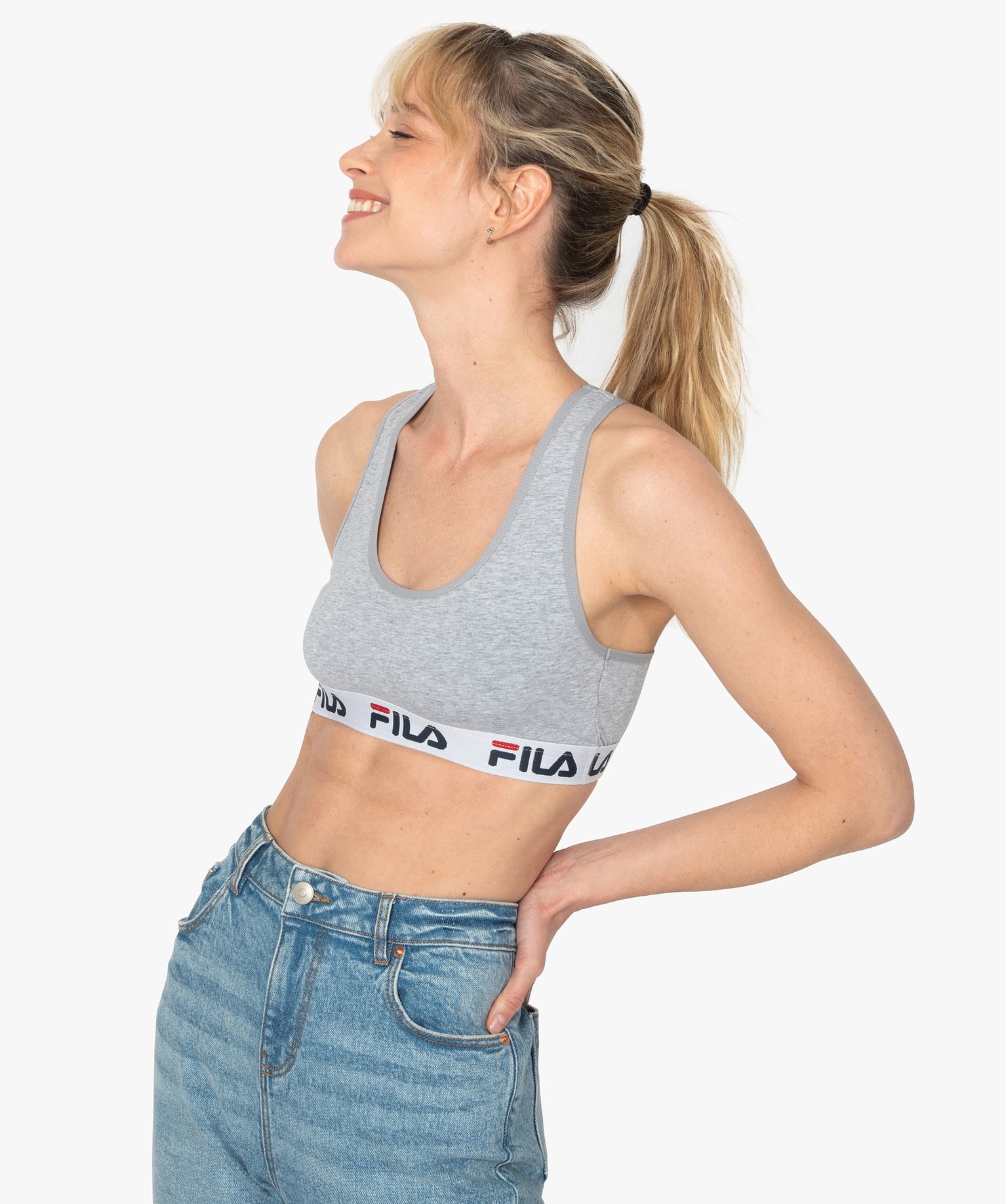 Brassière femme avec dos nageur - Fila gris clair | GEMO