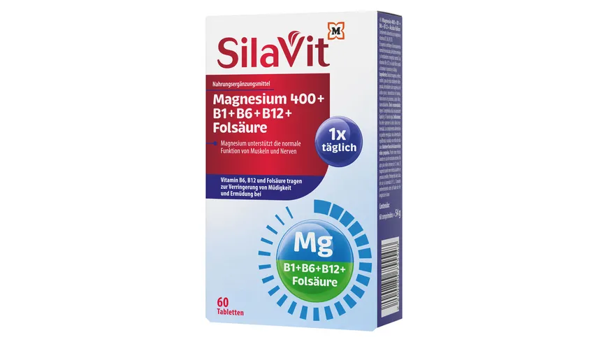 Silavit Magnesium 400 + B1 + B6 + B12 + Folsäure