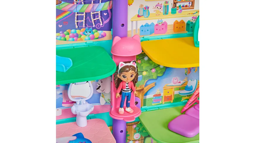 Spin Master Gabby‘s Dollhouse, Puppenhaus mit 2 Spielzeugfiguren und Zubehörteilen und Geräuschen bunt