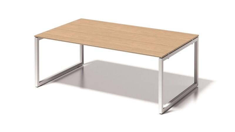 Cito Chefarbeitsplatz/Konferenztisch, 740 mm höhenfixes O-Gestell, H 19 x B 2000 x T 1200 mm, Dekor ahorn, Gestell verkehrsweiß