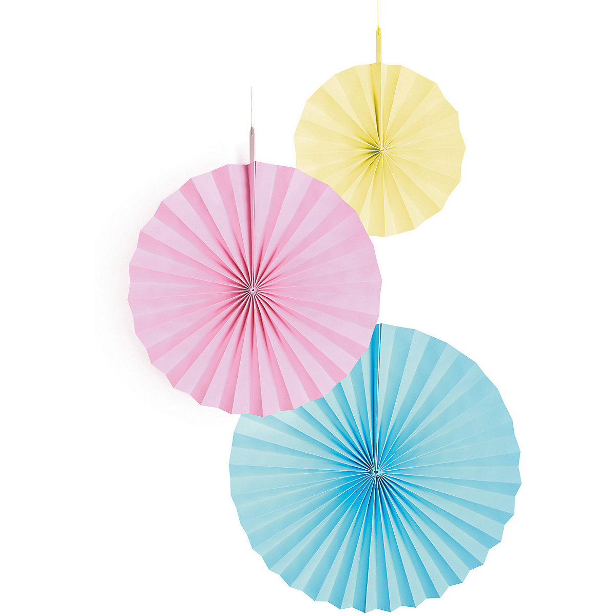3 Deko-Fans - Pastel Rainbow