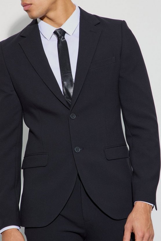 Einreihige Skinny Anzugjacke aus Jersey