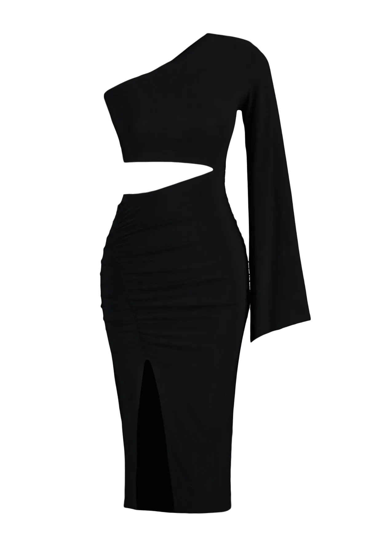 Trendyol Collection  Schwarzes, tailliertes, gestricktes, detailliertes, elegantes Abendkleid TPRSS21EL0181