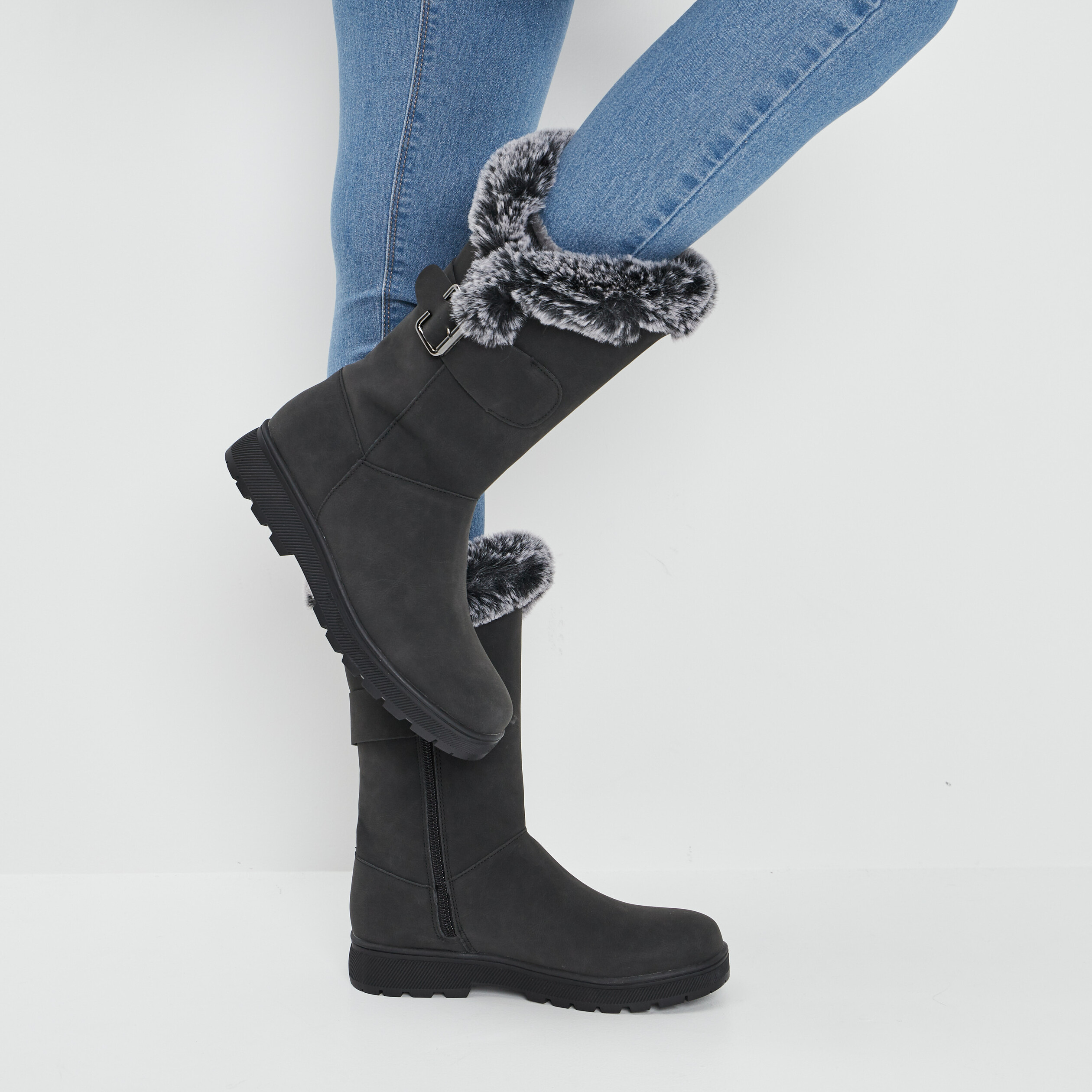 Bottes fourrées noir femme | La Halle