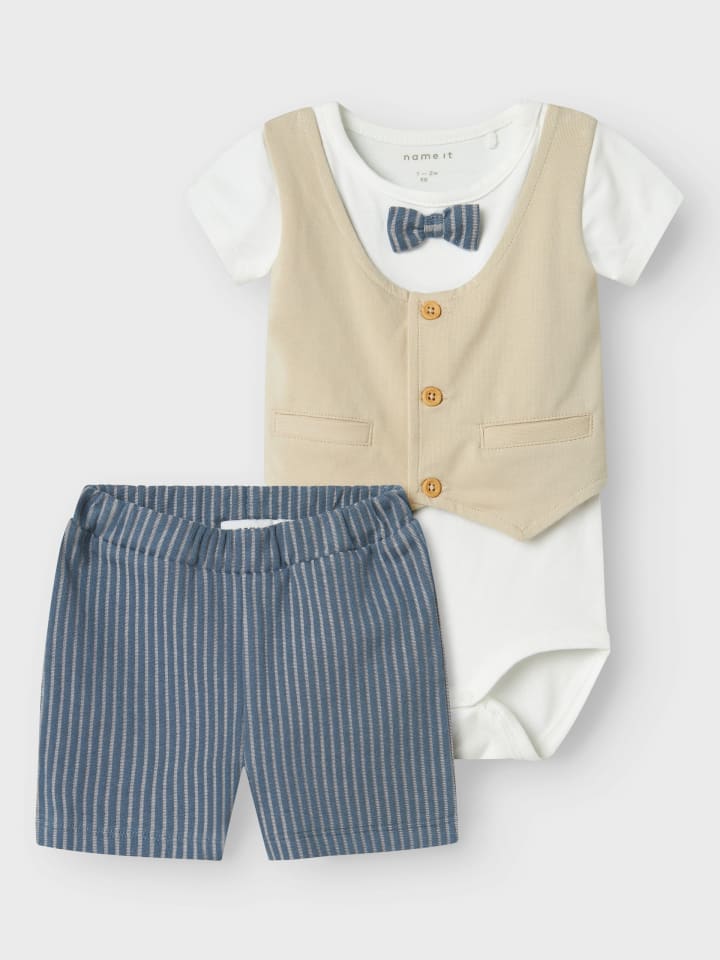 name it Sommer Taufanzug Body mit Weste & Shorts NBMHELMAR in blue mirage günstig kaufen