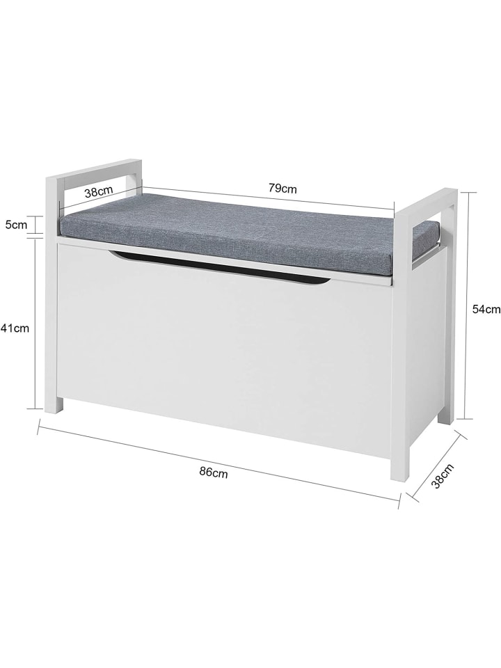 SoBuy Truhenbank in Weiß - (B)86 x (H)54 x (T)38cm günstig kaufen onesize