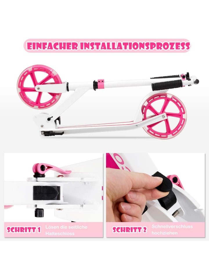 COSTWAY Roller mit 2 LED Rädern ab 10 Jahre in Rosa günstig kaufen 97 cm
