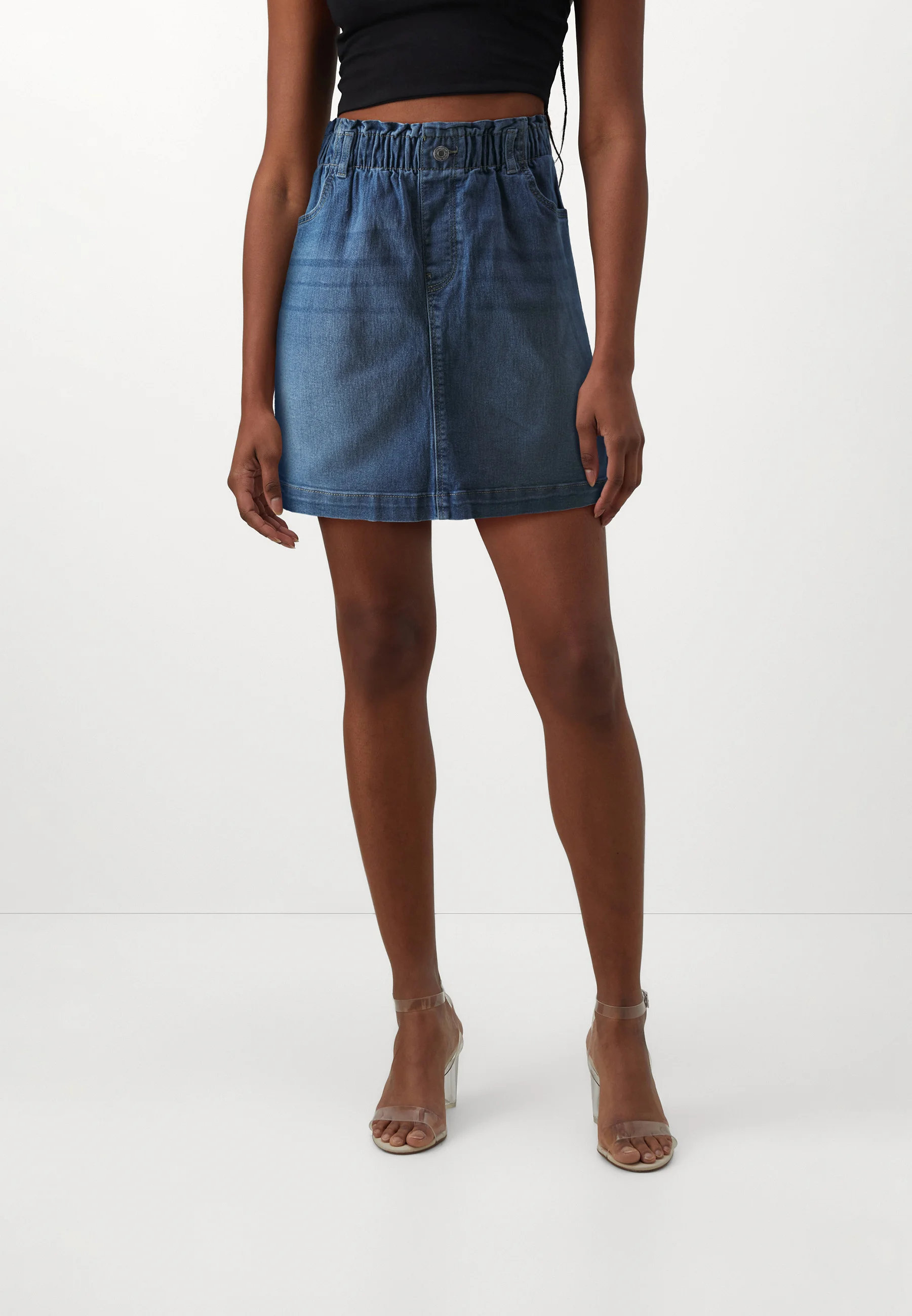 Vero Moda VMALMA PAPERBAG SKIRT - Falda vaquera