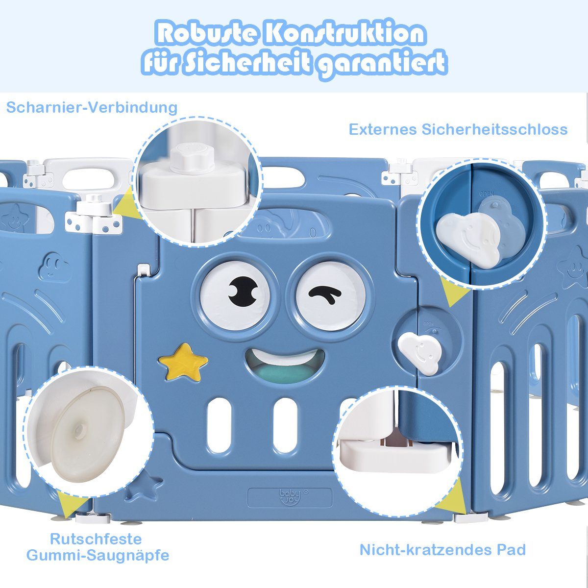 COSTWAY Laufgitter, mit Tür und Spielzeugboard