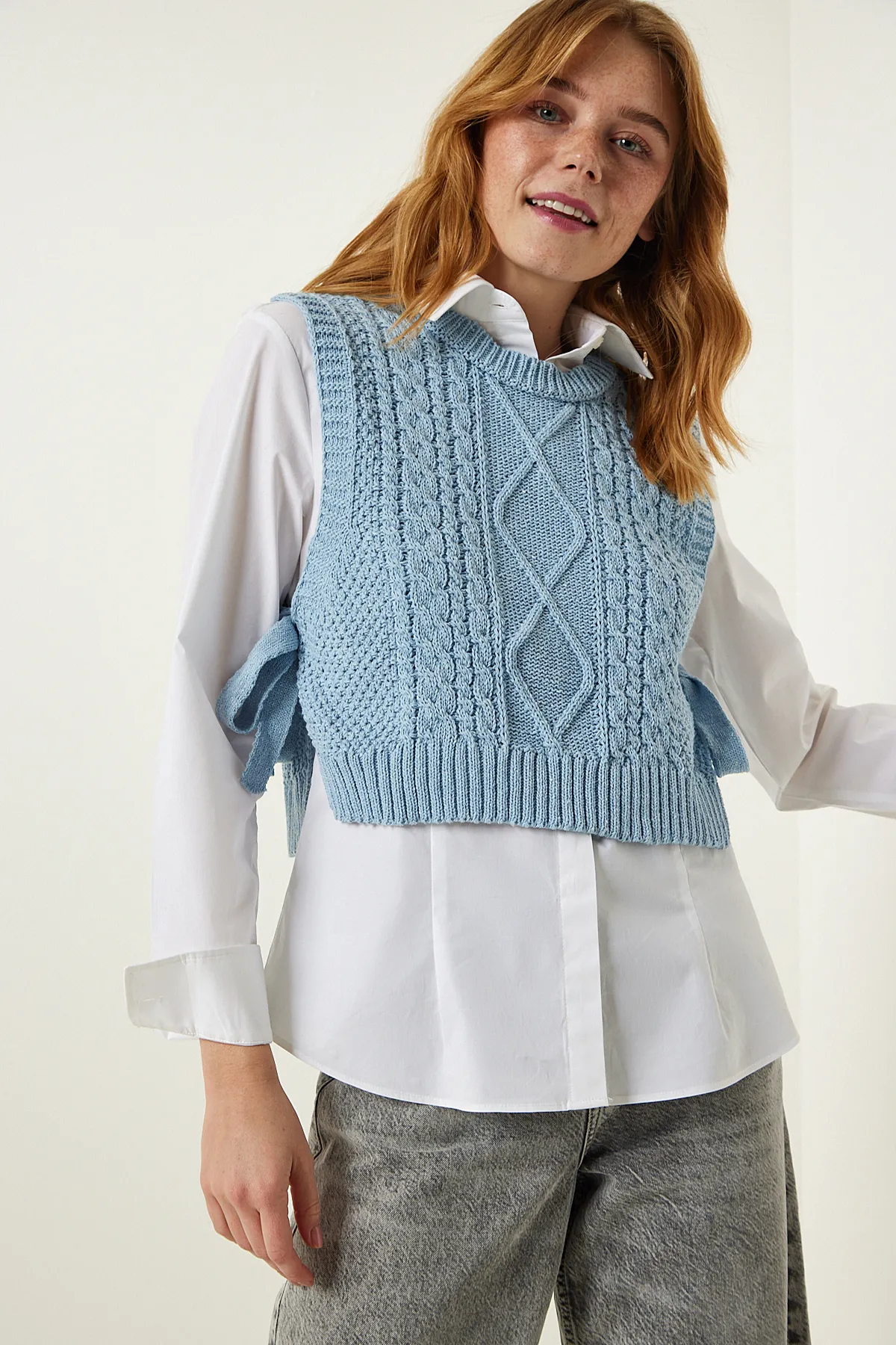 Happiness İstanbul  Strickweste - Blau - Regular Fit