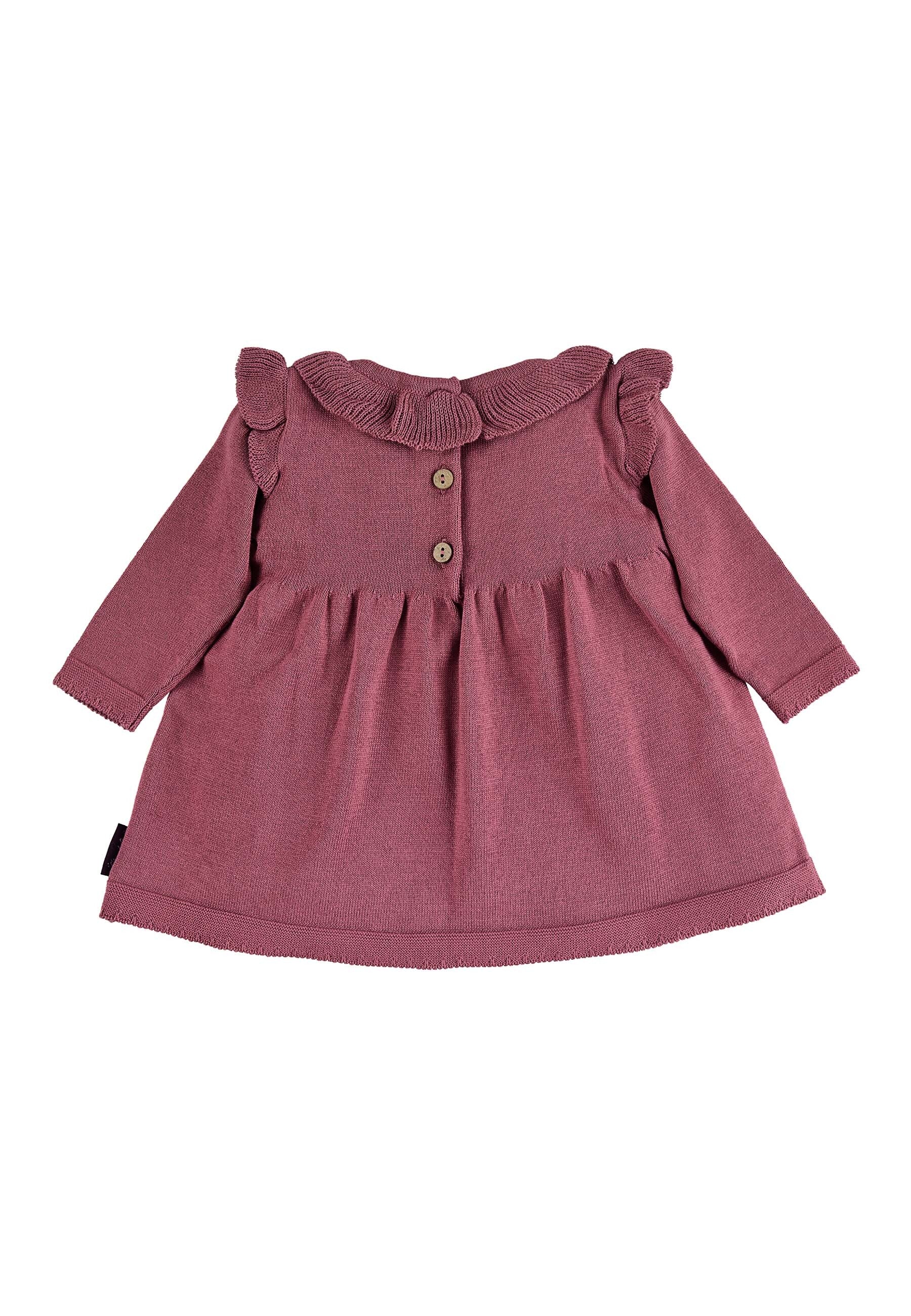 GOTS Strick-Kleid Lochmuster Herz in A-Linie, Rosa