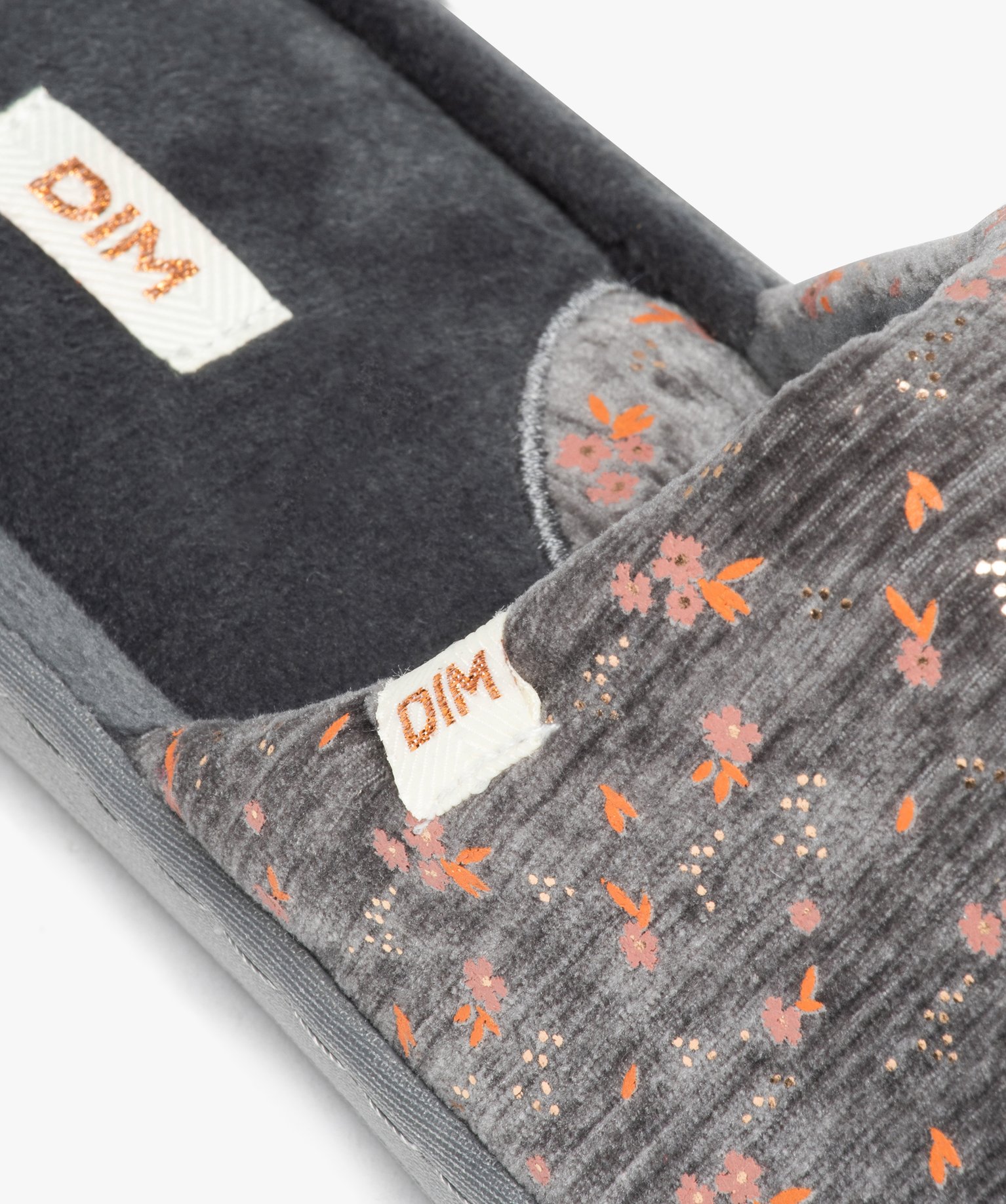 Chaussons femme mule confort à motifs - Dim gris | GEMO