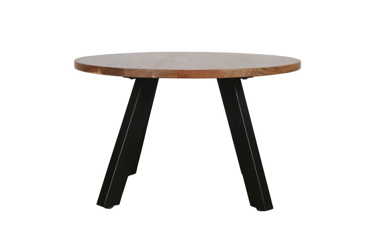 byLiving LARA Couchtisch, Breite 75 cm, Akazie natur lackiert, Metall schwarz pulverbeschichtet