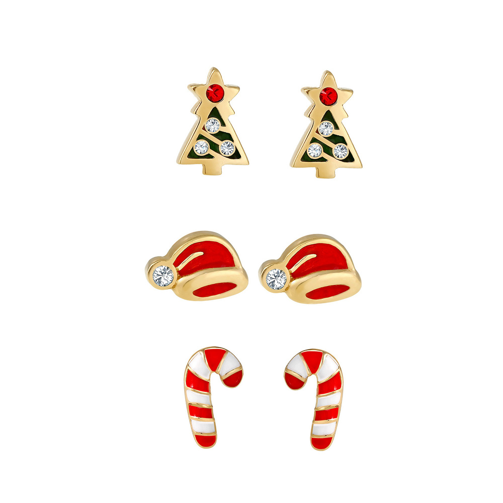Elli Elli Boucles d'Oreilles Femme Motif de Noël avec Cristaux  en Argent Sterling 925 Boucles d'oreilles