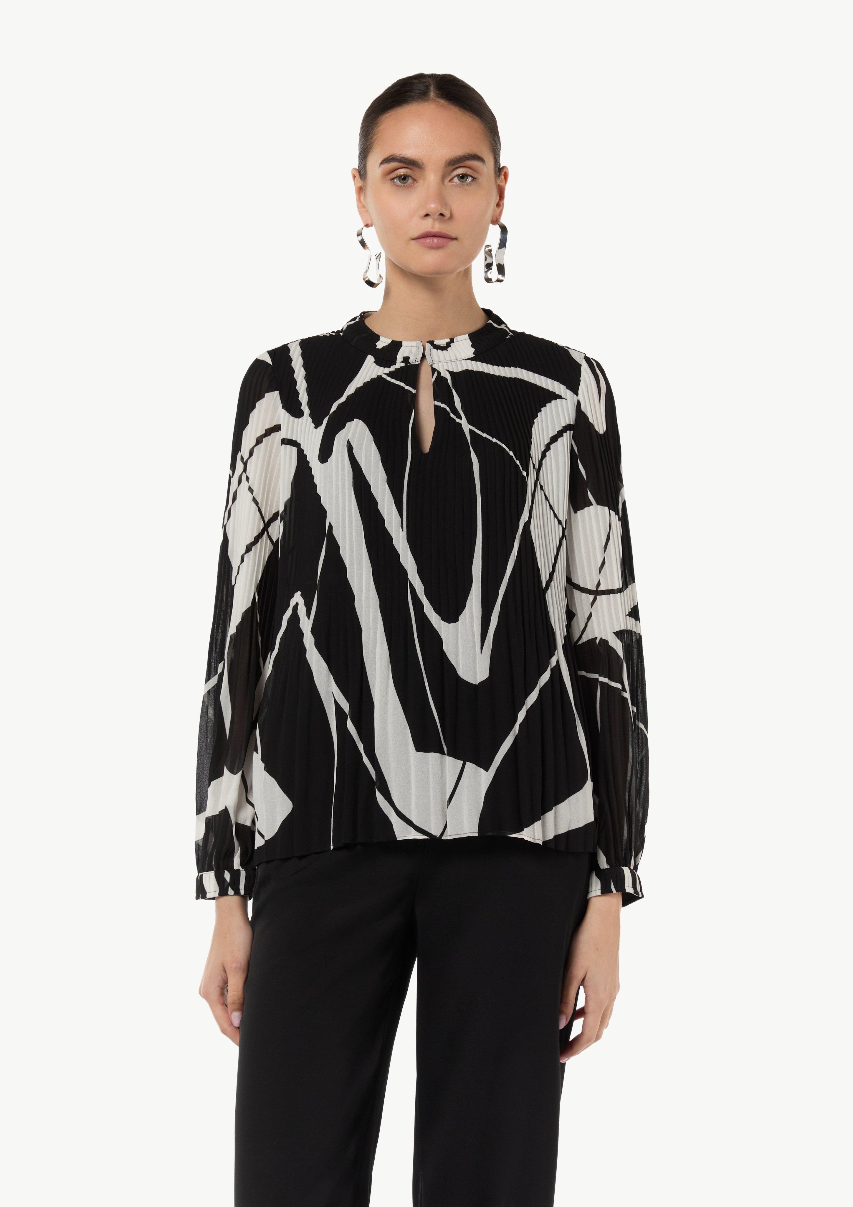 Bluse mit Plisseefalten - schwarz