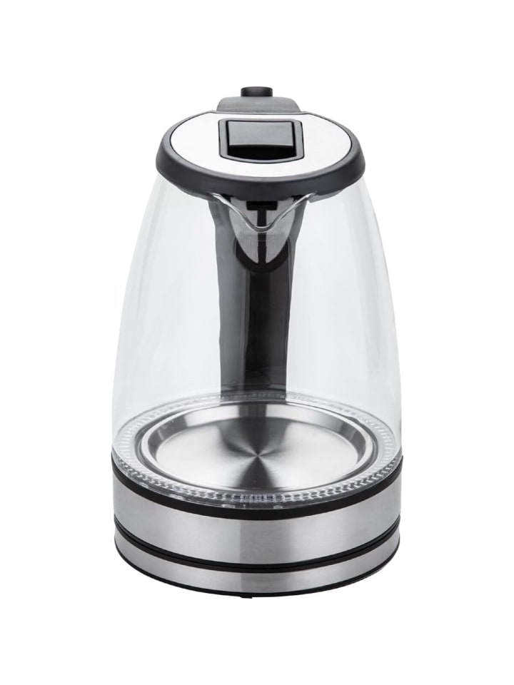 Melchioni Family 2200 W Glas-Wasserkocher 1,7 Lt. mit Trockenlaufschutz mit LED-Licht in Schwarz günstig kaufen 16 x 22 cm