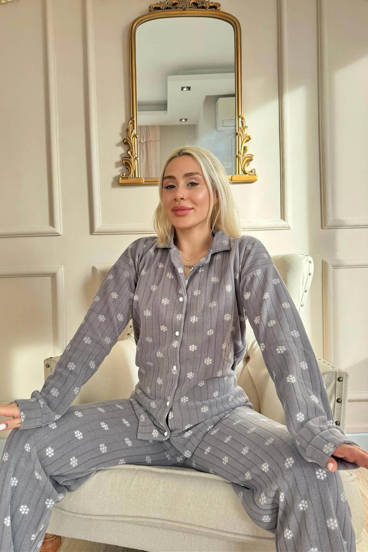 Pijamaevi  Pyjama set - Grau - Pünktchen