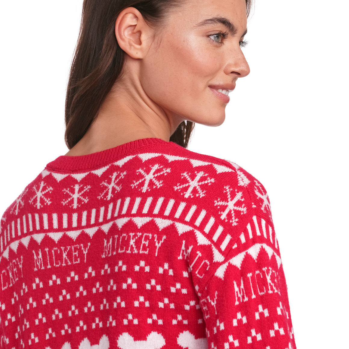 Micky Maus Weihnachtsstrickpullover rot / weiss