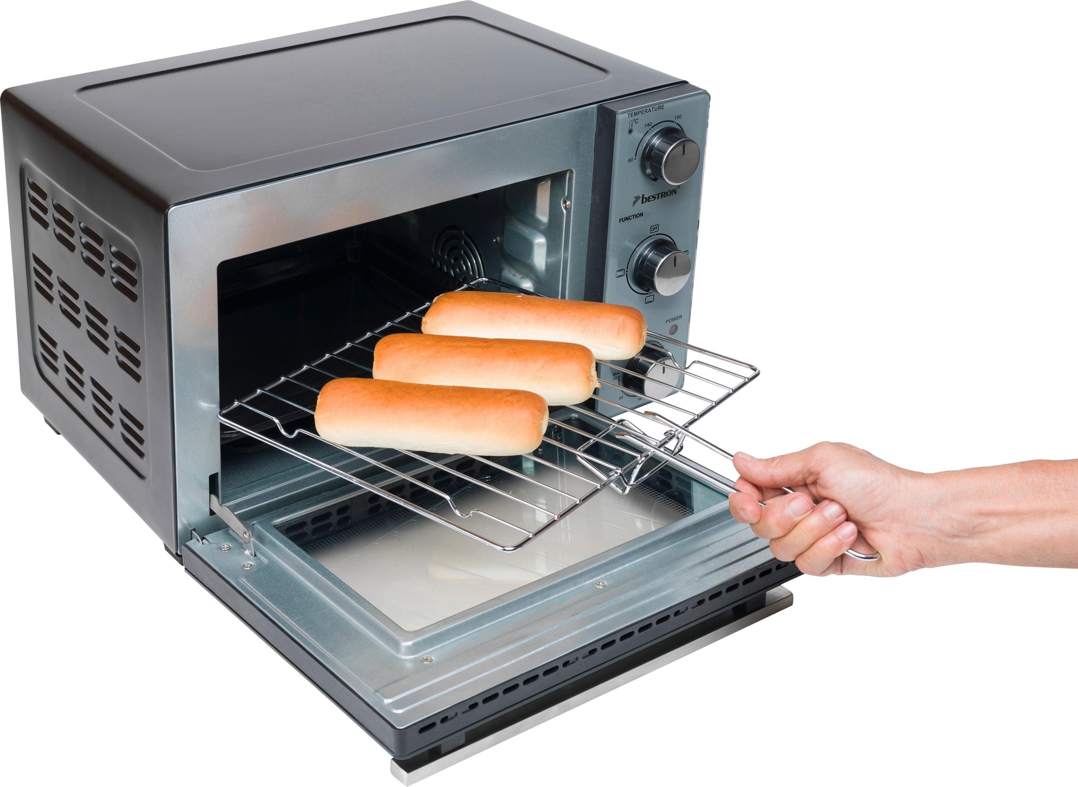 bestron Minibackofen AOV20 kompaktes Gerät, 1300 W, Edelstahl, Schwarz
