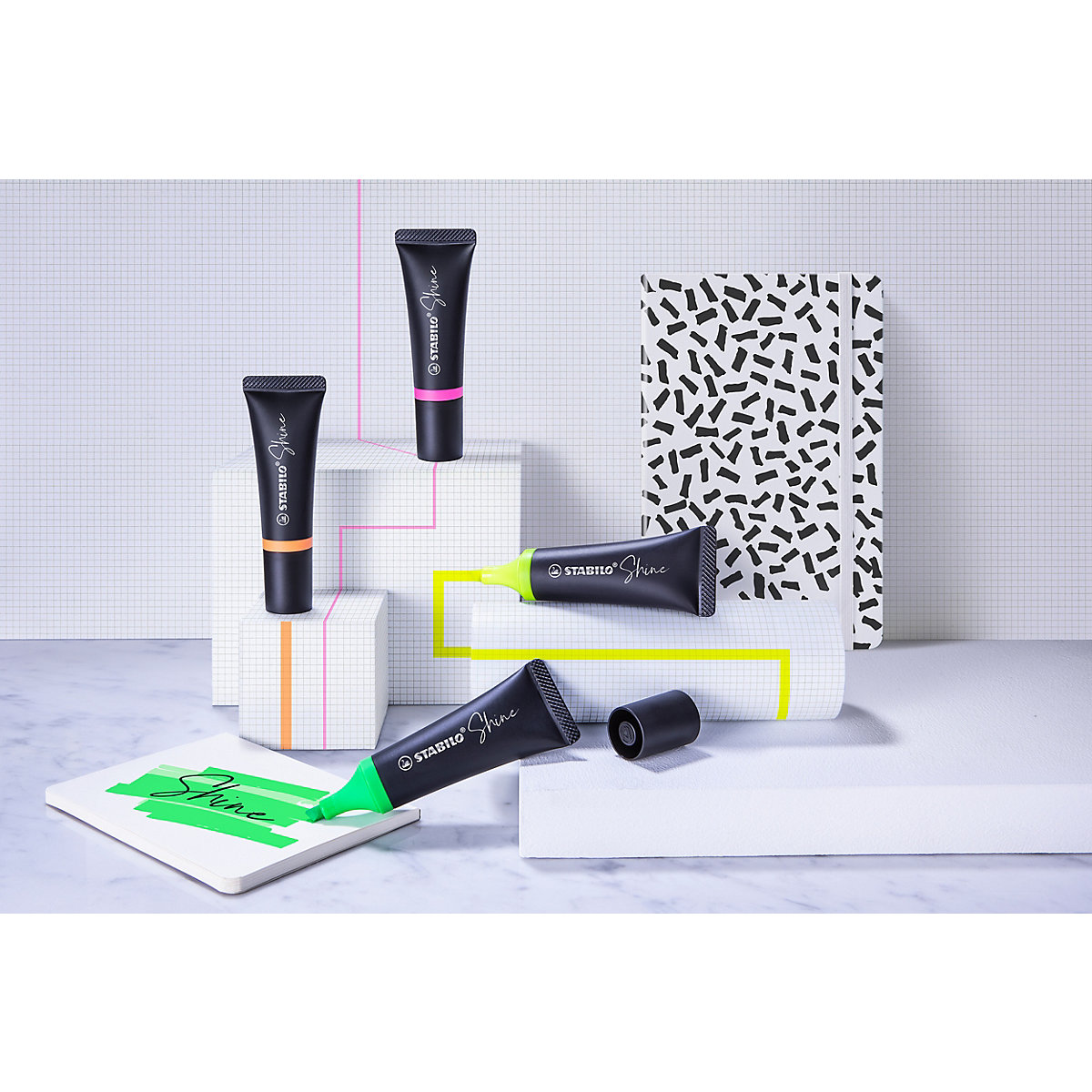 Textmarker SHINE, 4 Farben in Tubenform