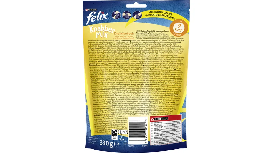 PURINA FELIX KnabberMix Dreikäsehoch Cheddar 330 g